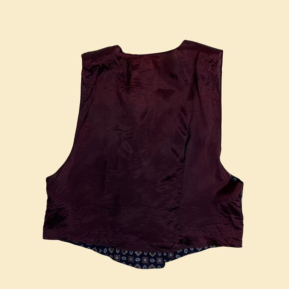 Vintage 70s vest, R.J. Stevens 1970s double breasted blue abstract pattered vest - Picture 6 of 6